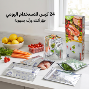 كياس حفظ المجمدات ألمنيوم بسحاب( 24 كيس)