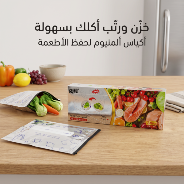 كياس حفظ المجمدات ألمنيوم بسحاب( 24 كيس)